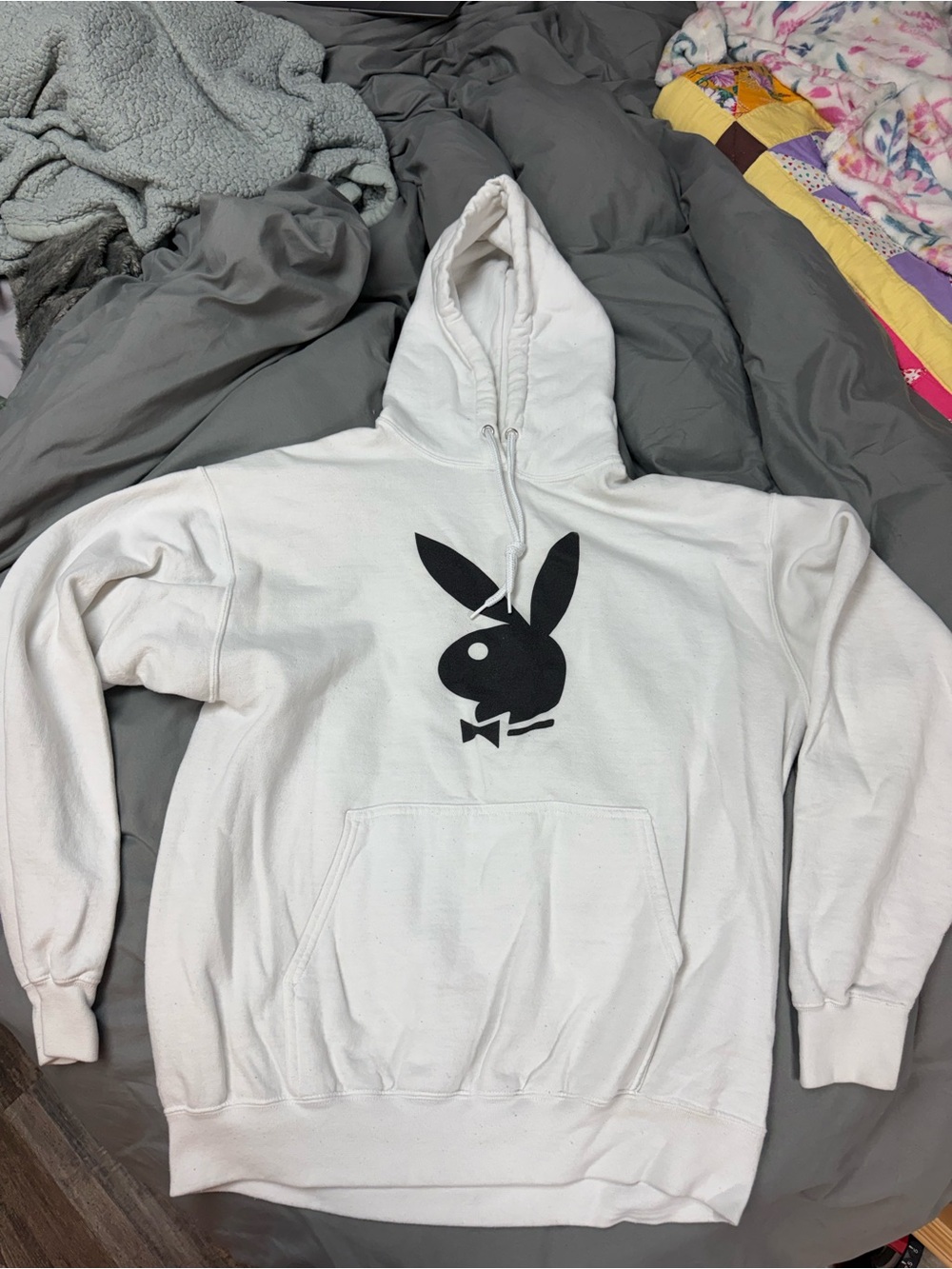 PacSun White Hoodie with Black Bunny Logo